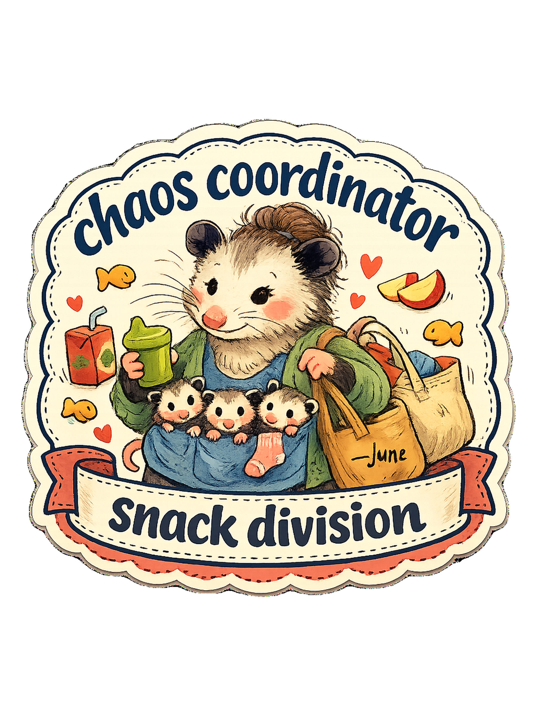 Chaos Coordinator, Snack Division Tee — art by june