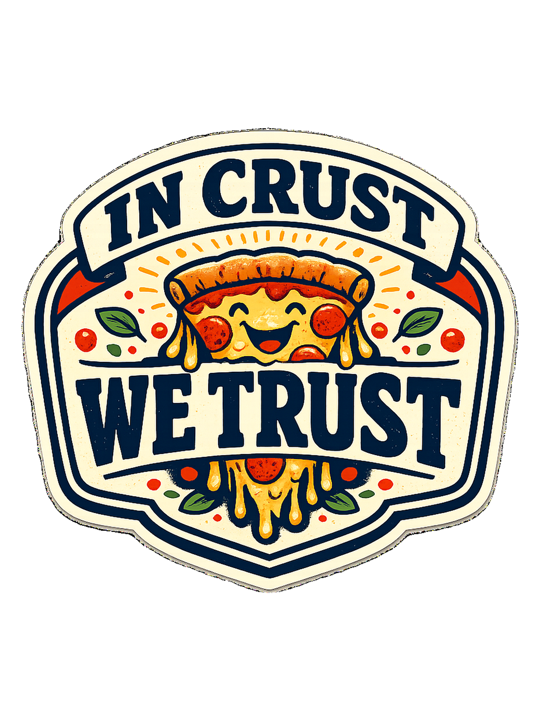 In Crust We Trust Tee — pizza t-shirt design by Sol
