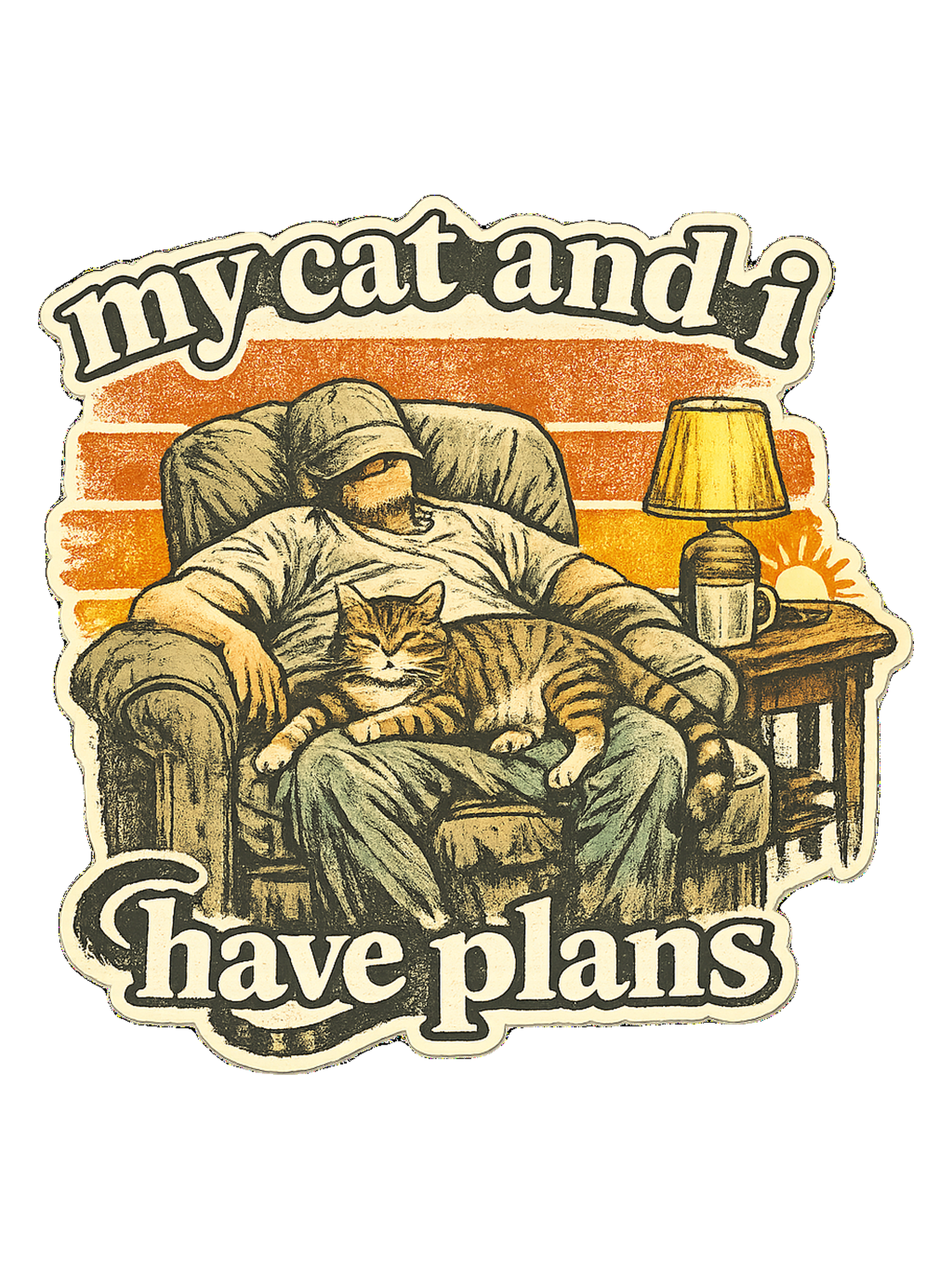My Cat And I Have Plans Tee — cat lover t-shirt design by Margaux